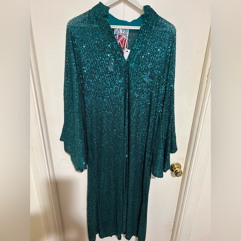NWT La Vie Style House Sequin Maxi Caftan Kaftan Dress